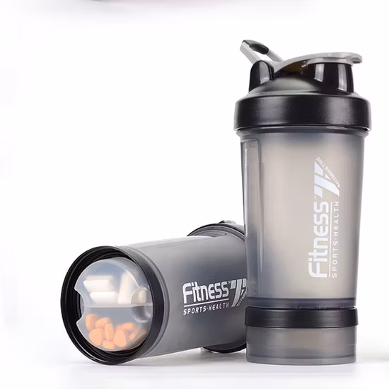 Frasco Shaker Classic Loop Top 400ml, Transparente/Preto